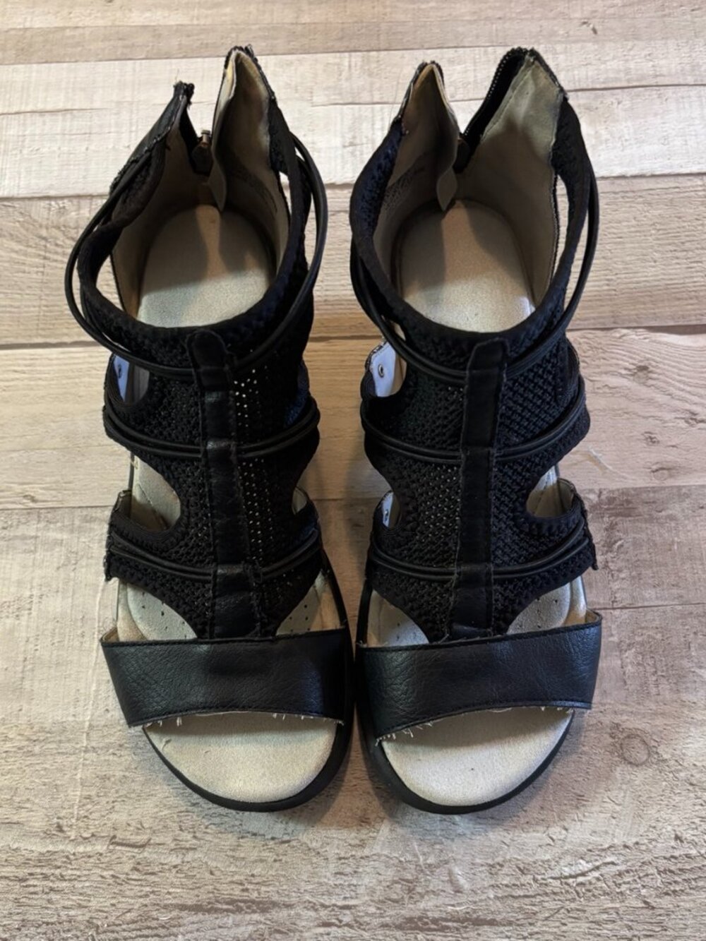 Black Women's Ankle-Strap Wedge Sandals